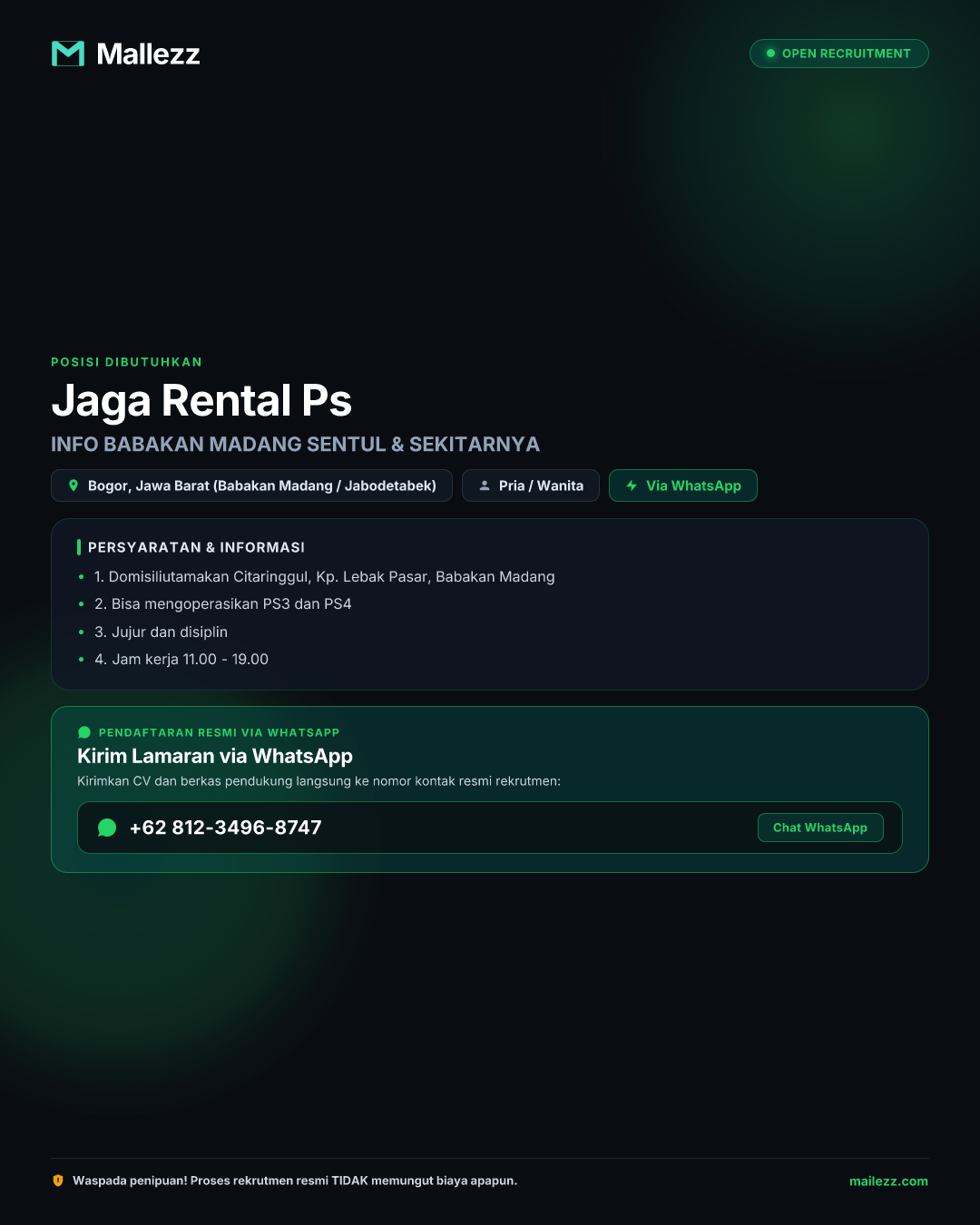 INFO BABAKAN MADANG SENTUL & SEKITARNYA
