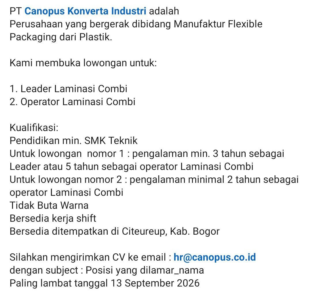 PT Canopus Konverta Industri