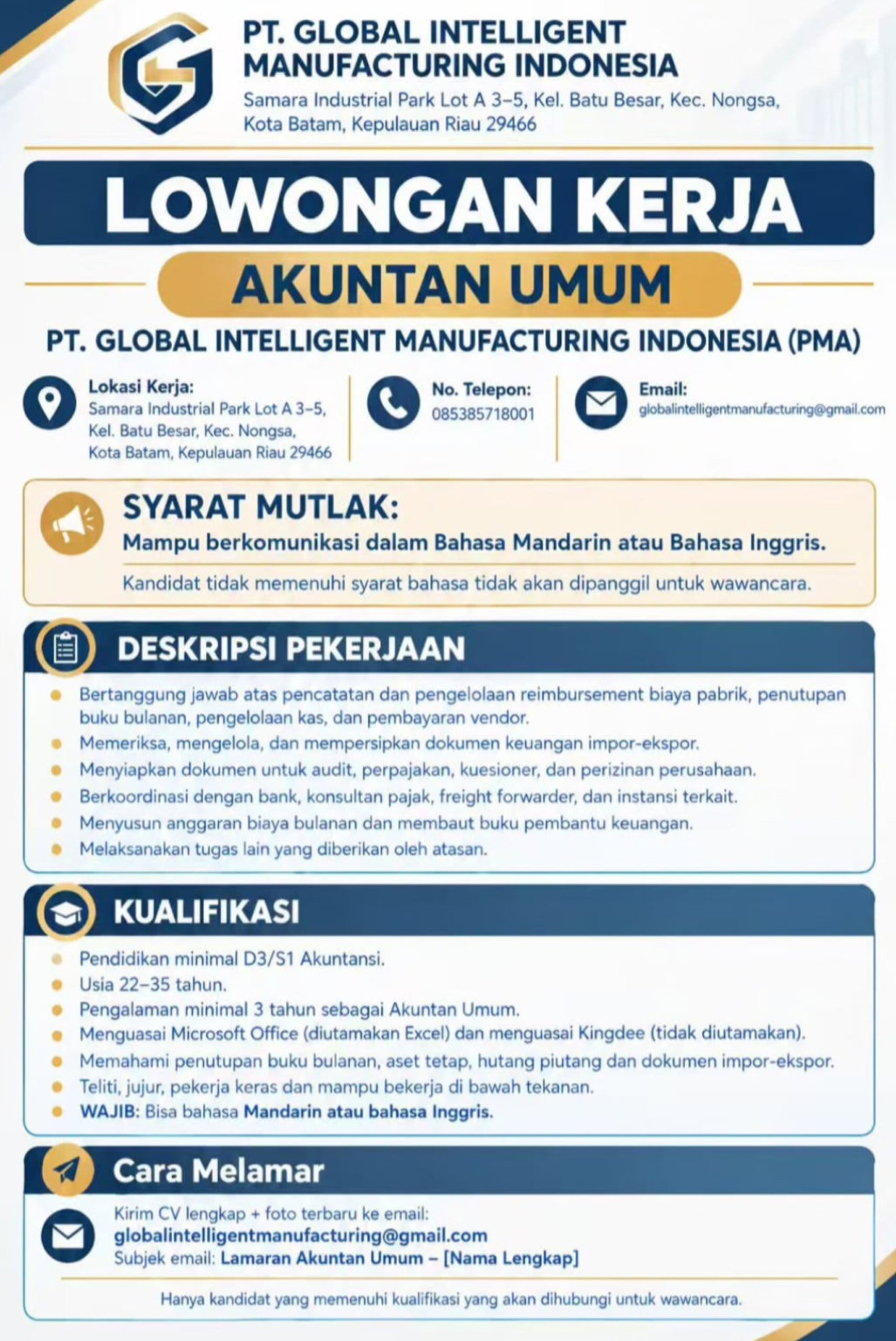 PT. GLOBAL INTELLIGENT MANUFACTURING INDONESIA (PMA)