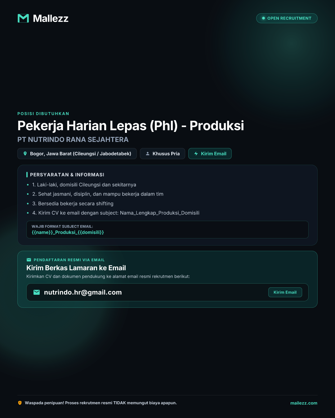 PT NUTRINDO RANA SEJAHTERA